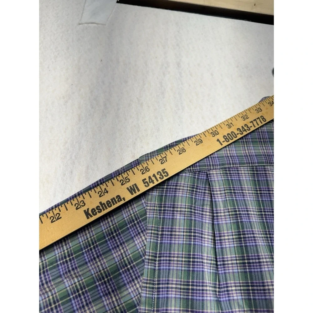 Polo Ralph Lauren Mens L Plaid Button Down Shirt Purple Green Long Sleeve Cotton